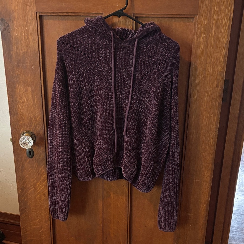 Women's Purple Velvet Knit Sweater